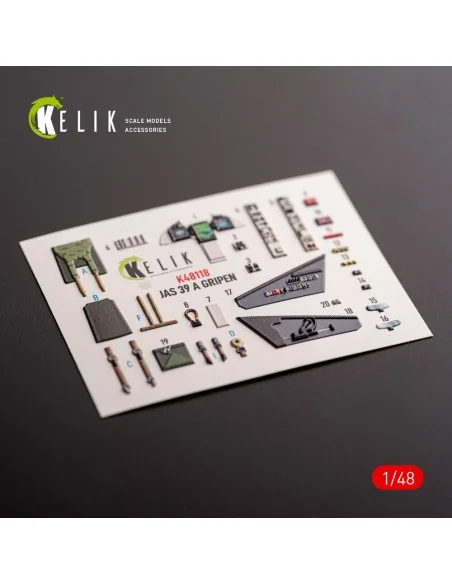 Jas-39 A - interior 3D decals for Italeri kit, 1/48 - Kelik K48118