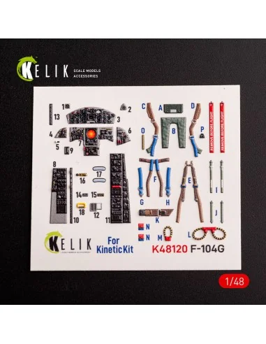 F-104G - interior 3D decals for Kinetic kit, 1/48 - Kelik K48120