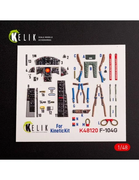 [NO_DESC] F-104G - interior 3D decals for Kinetic kit, 1/48 - Kelik...