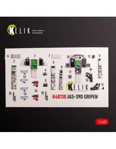 Jas-39 D - interior 3D decals for Italeri kit, 1/48 - Kelik K48130