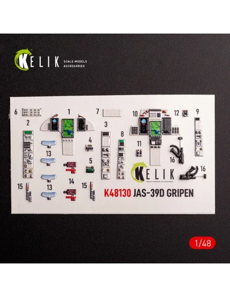 Jas-39 D - interior 3D decals for Italeri kit, 1/48 - Kelik K48130