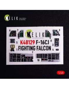 F-16CJ - interior 3D decals for Hasegawa kit, 1/48 - Kelik K48129 2