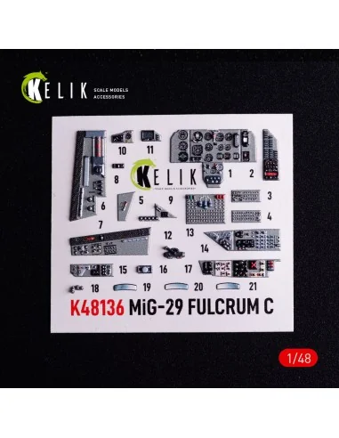 Mig-29C (9-13) Fulcrum interior 3D decals for GWH, 1/48 - Kelik K48136