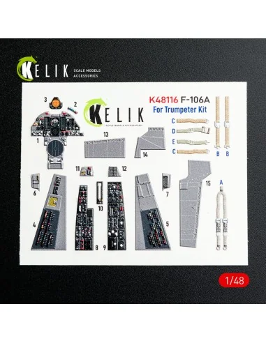 F-106A Delta Dart - interior 3D decals for Trumpeter kit, 1/48 - Ke...