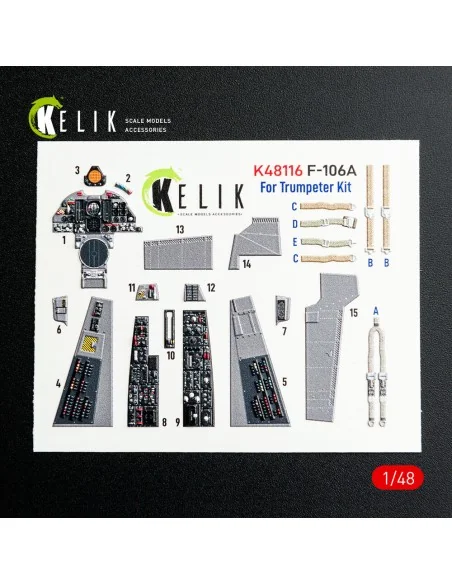 F-106A Delta Dart - interior 3D decals for Trumpeter kit, 1/48 - Ke...