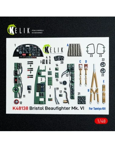 Bristol Beaufighter Mk.VI - interior 3D decals for Tamiya kit, 1/48...