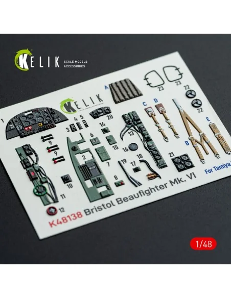 Bristol Beaufighter Mk.VI - interior 3D decals for Tamiya kit, 1/48...