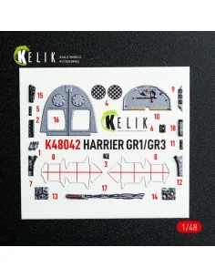 Harrier GR1/GR3 interior 3D decals for Kinetic kit, 1/48 - Kelik K4... 2