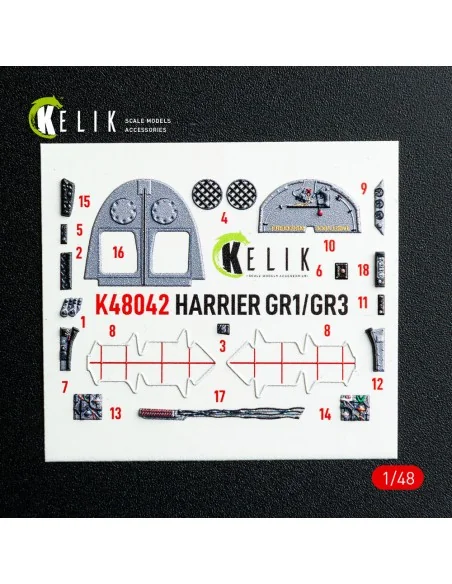 Harrier GR1/GR3 interior 3D decals for Kinetic kit, 1/48 - Kelik K4...