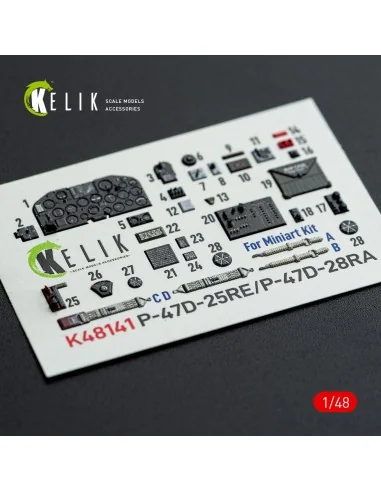 P-47D - 25RE/28RA - interior 3D decals for MiniArt kit, 1/48 - Keli...