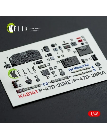 P-47D - 25RE/28RA - interior 3D decals for MiniArt kit, 1/48 - Keli...