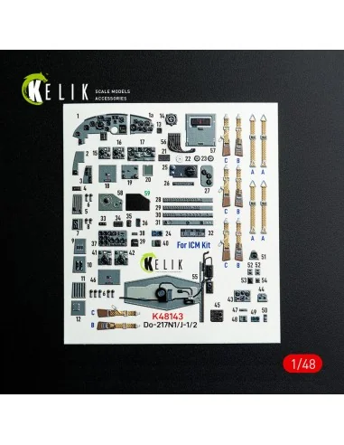Do-217 N/J - interior 3D decals for ICM kit, 1/48 - Kelik K48143