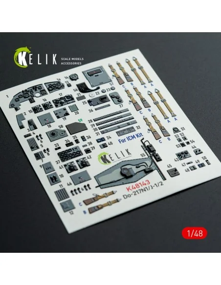 Do-217 N/J - interior 3D decals for ICM kit, 1/48 - Kelik K48143