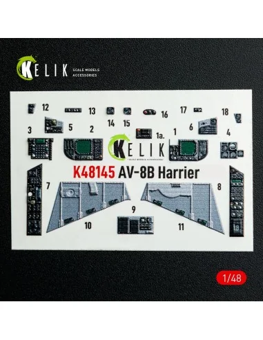 AV-8B Harrier - interior 3D decals for Hasegawa kit, 1/48 - Kelik K...