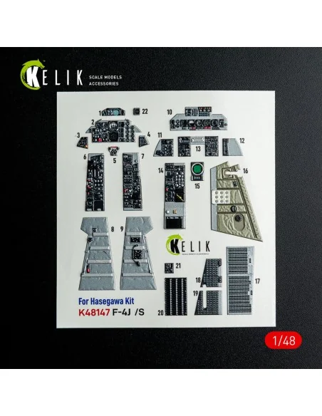 F-4J/S - interior 3D decals for Hasegawa kit, 1/48 - Kelik K48147