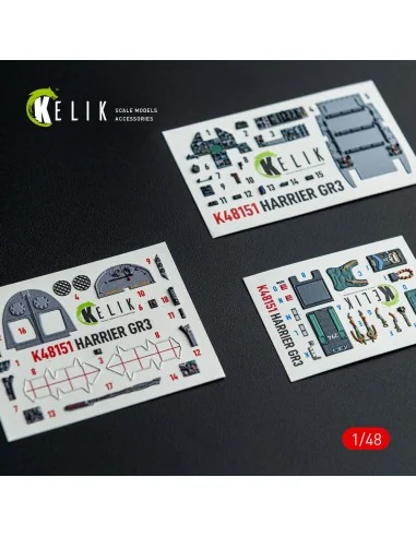 HARRIER GR3 - interior 3D decals for Kinetic kit, 1/48 - Kelik K48151