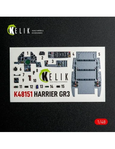 HARRIER GR3 - interior 3D decals for Kinetic kit, 1/48 - Kelik K48151
