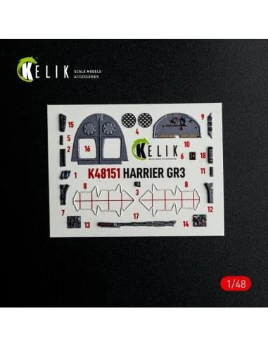 HARRIER GR3 - interior 3D decals for Kinetic kit, 1/48 - Kelik K48151