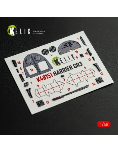 HARRIER GR3 - interior 3D decals for Kinetic kit, 1/48 - Kelik K48151