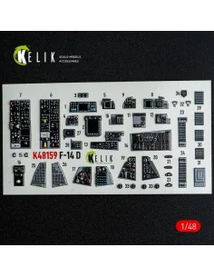F-14D - interior 3D decals for GWH kit, 1/48 - Kelik K48159 2