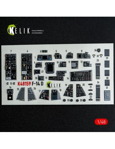 F-14D - interior 3D decals for GWH kit, 1/48 - Kelik K48159