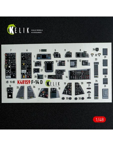 F-14D - interior 3D decals for GWH kit, 1/48 - Kelik K48159