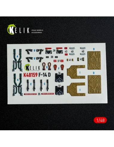 F-14D - interior 3D decals for GWH kit, 1/48 - Kelik K48159