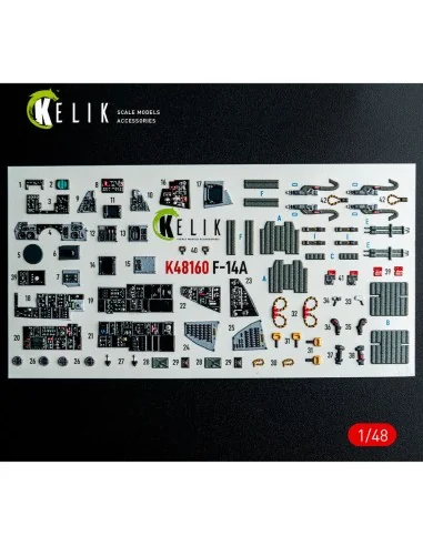 [NO_DESC] F-14A - interior 3D decals for Hasegawa kit, 1/48 - Kelik...