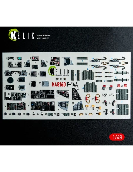 F-14A - interior 3D decals for Hasegawa kit, 1/48 - Kelik K48160