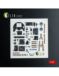 Hampden B.Mk.1 - interior 3D decals for ICM kit, 1/48 - Kelik K48162