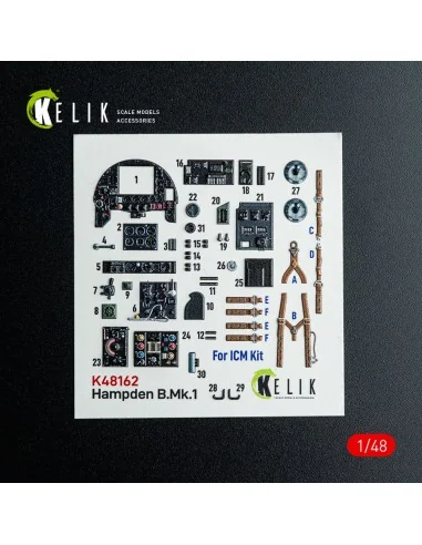 Hampden B.Mk.1 - interior 3D decals for ICM kit, 1/48 - Kelik K48162