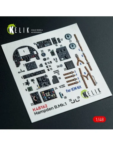 Hampden B.Mk.1 - interior 3D decals for ICM kit, 1/48 - Kelik K48162