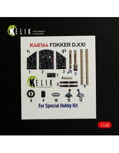 FOKKER D.XXI - interior 3D decals for Special Hobby kit, 1/48 - Kel...