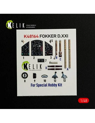 FOKKER D.XXI - interior 3D decals for Special Hobby kit, 1/48 - Kel...