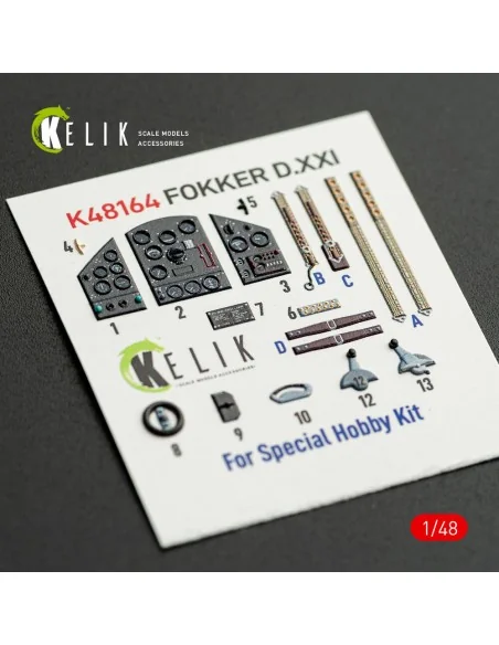 FOKKER D.XXI - interior 3D decals for Special Hobby kit, 1/48 - Kel...