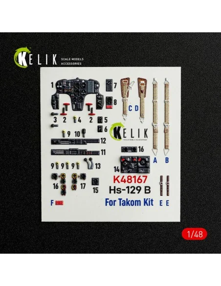 [NO_DESC] Hs-129 B - interior 3D decals for Takom kit, 1/48 - Kelik...