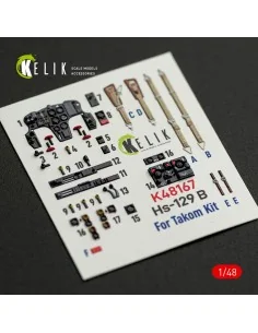 Hs-129 B - interior 3D decals for Takom kit, 1/48 - Kelik K48167 2