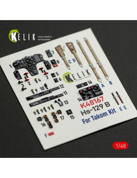 Hs-129 B - interior 3D decals for Takom kit, 1/48 - Kelik K48167