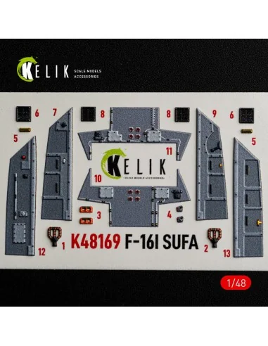 F-16I SUFA - interior 3D decals for GWH kit, 1/48 - Kelik K48169