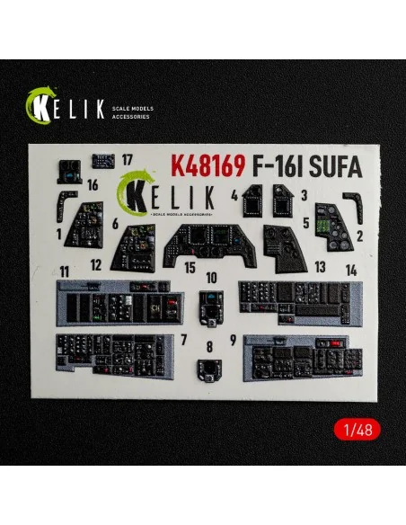 F-16I SUFA - interior 3D decals for GWH kit, 1/48 - Kelik K48169