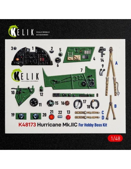 [NO_DESC] Hurricane Mk.IIC - interior 3D decals for Hobby Boss, 1/4...