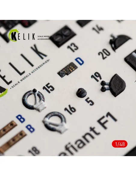 Defiant F1 - interior 3D decals for Trumpeter, 1/48 - Kelik K48184
