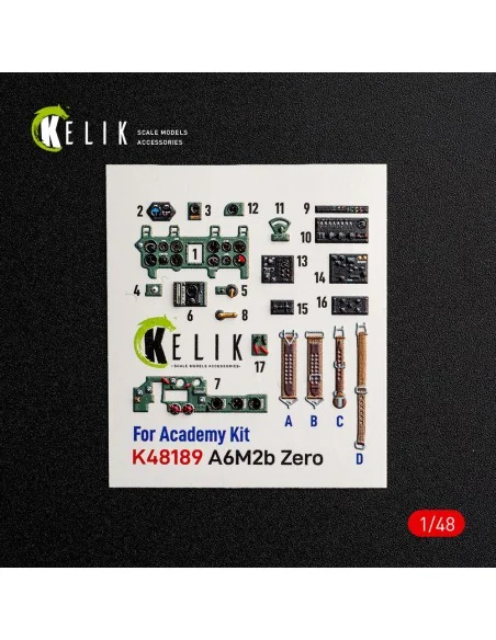 A6M2b Zero - interior 3D decals for Academy, 1/48 - Kelik K48189