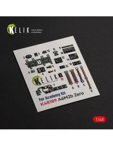 A6M2b Zero - interior 3D decals for Academy, 1/48 - Kelik K48189