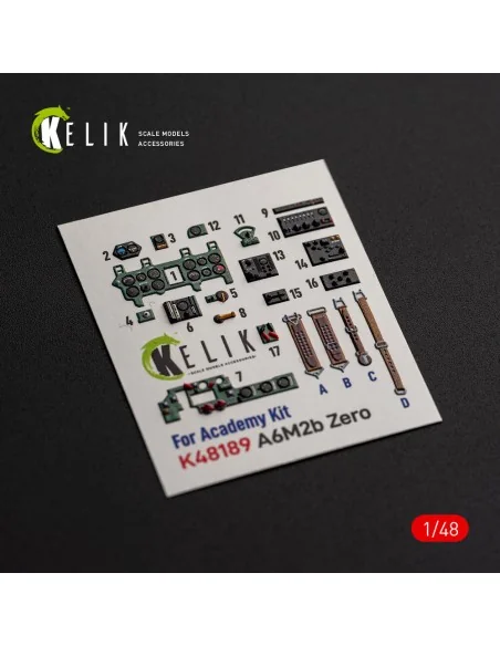A6M2b Zero - interior 3D decals for Academy, 1/48 - Kelik K48189