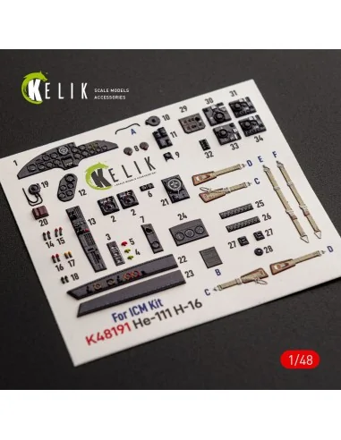 He-111 H-16 - interior 3D decals for ICM, 1/48 - Kelik K48191