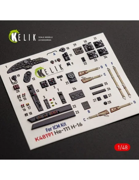 He-111 H-16 - interior 3D decals for ICM, 1/48 - Kelik K48191