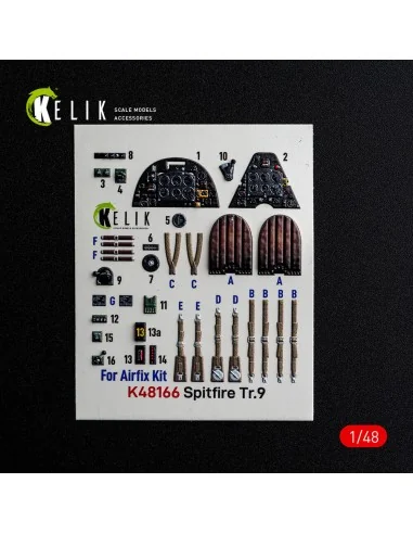 Spitfire TR.9 - interior 3D decals for Airfix, 1/48 - Kelik K48166