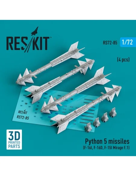 Python 5 missiles (4 pcs) (F-16I, F-16D, F-15I, Mirage F.1) (3D Pri...