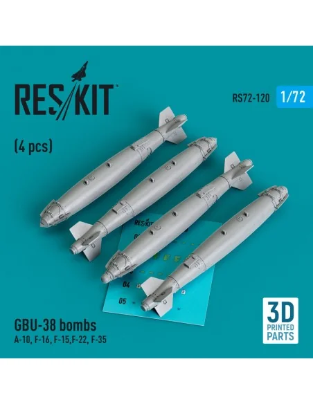 GBU-38 bombs (4 pcs) (A-10, F-16, F-15, F-22, F-35) (3D Printed), 1...